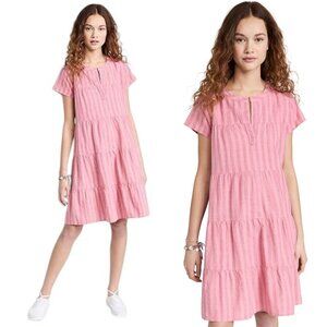 Roller Rabbit Pink Evry Stripe Pamela Cotton Dress Size Large 26828
